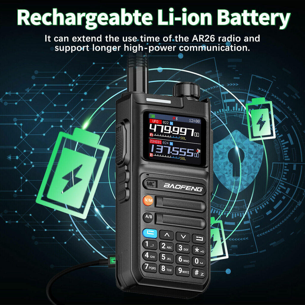 Baofeng AR26 GPS 10W Walkie Talkie Long Range Phone Programming Recording Radio