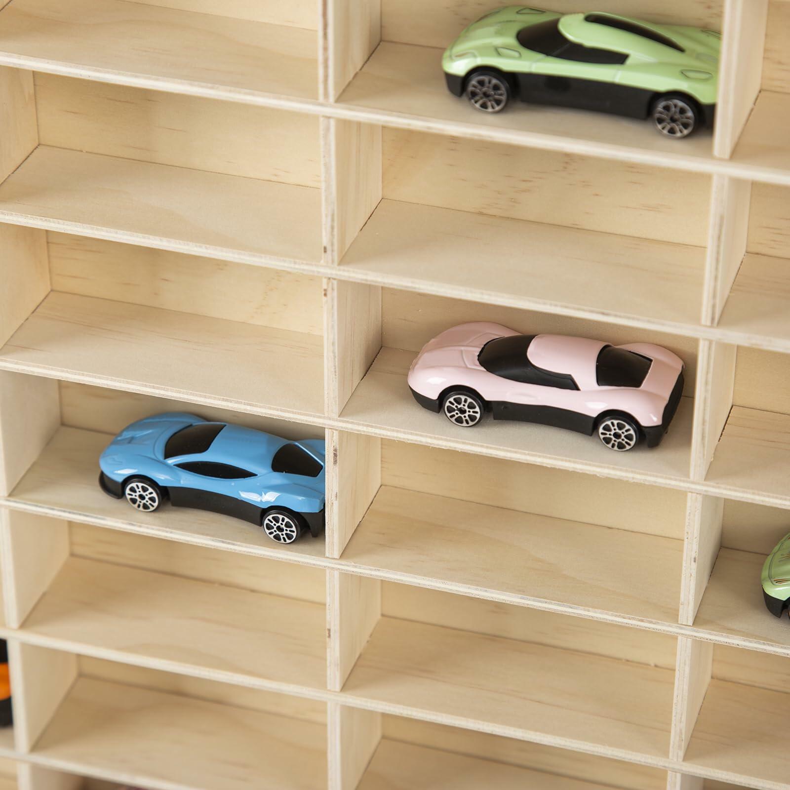 1:64 Scale Toy Car Display Case Organizer Storage, Wooden Wheel Rack Wall