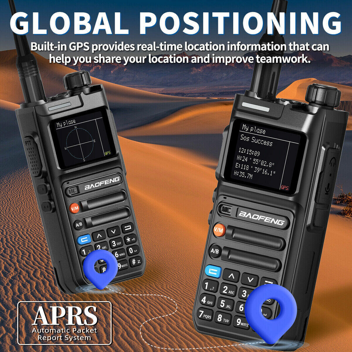 Baofeng AR26 GPS 10W Walkie Talkie Long Range Phone Programming Recording Radio