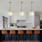 KCO Lighting Milk Glass Pendant Light White Ribbed Glass Pendant Lighting
