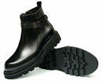 Santimon Mens Black Dress Chelsea Boots Genuine Leather Cap Toe Zipper Ankle