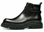 Santimon Mens Black Dress Chelsea Boots Genuine Leather Cap Toe Zipper Ankle