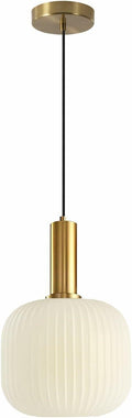 KCO Lighting Milk Glass Pendant Light White Ribbed Glass Pendant Lighting