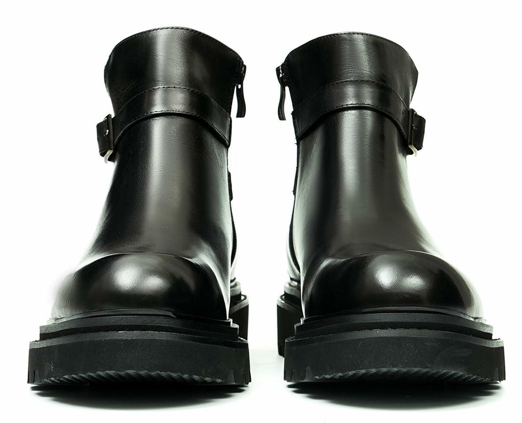 Santimon Mens Black Dress Chelsea Boots Genuine Leather Cap Toe Zipper Ankle