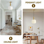 KCO Lighting Milk Glass Pendant Light White Ribbed Glass Pendant Lighting