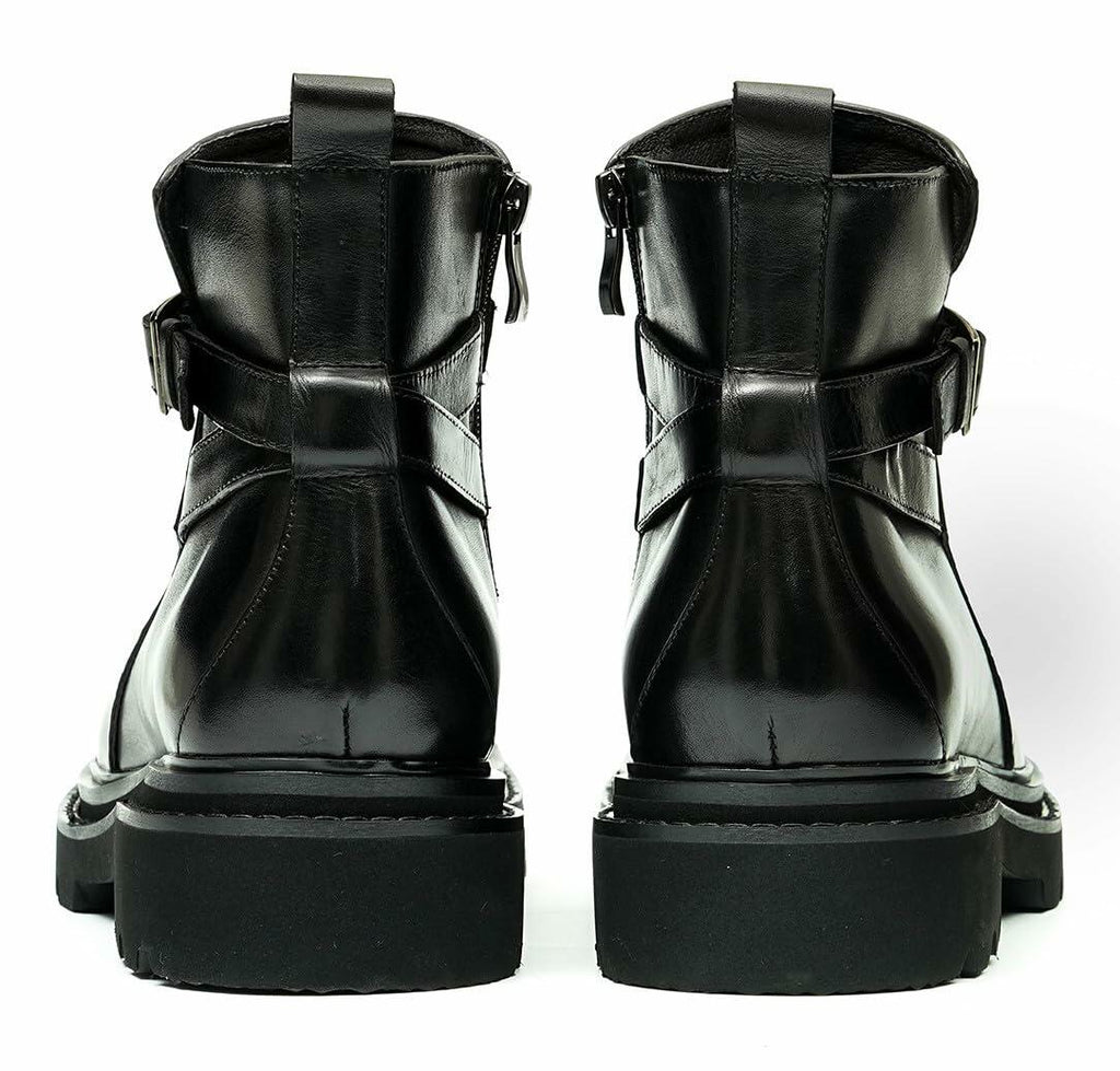 Santimon Mens Black Dress Chelsea Boots Genuine Leather Cap Toe Zipper Ankle