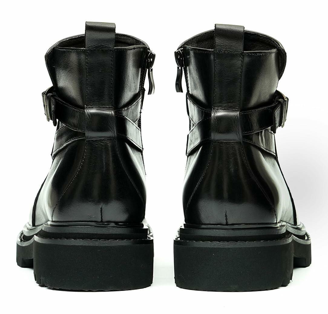 Santimon Mens Black Dress Chelsea Boots Genuine Leather Cap Toe Zipper Ankle