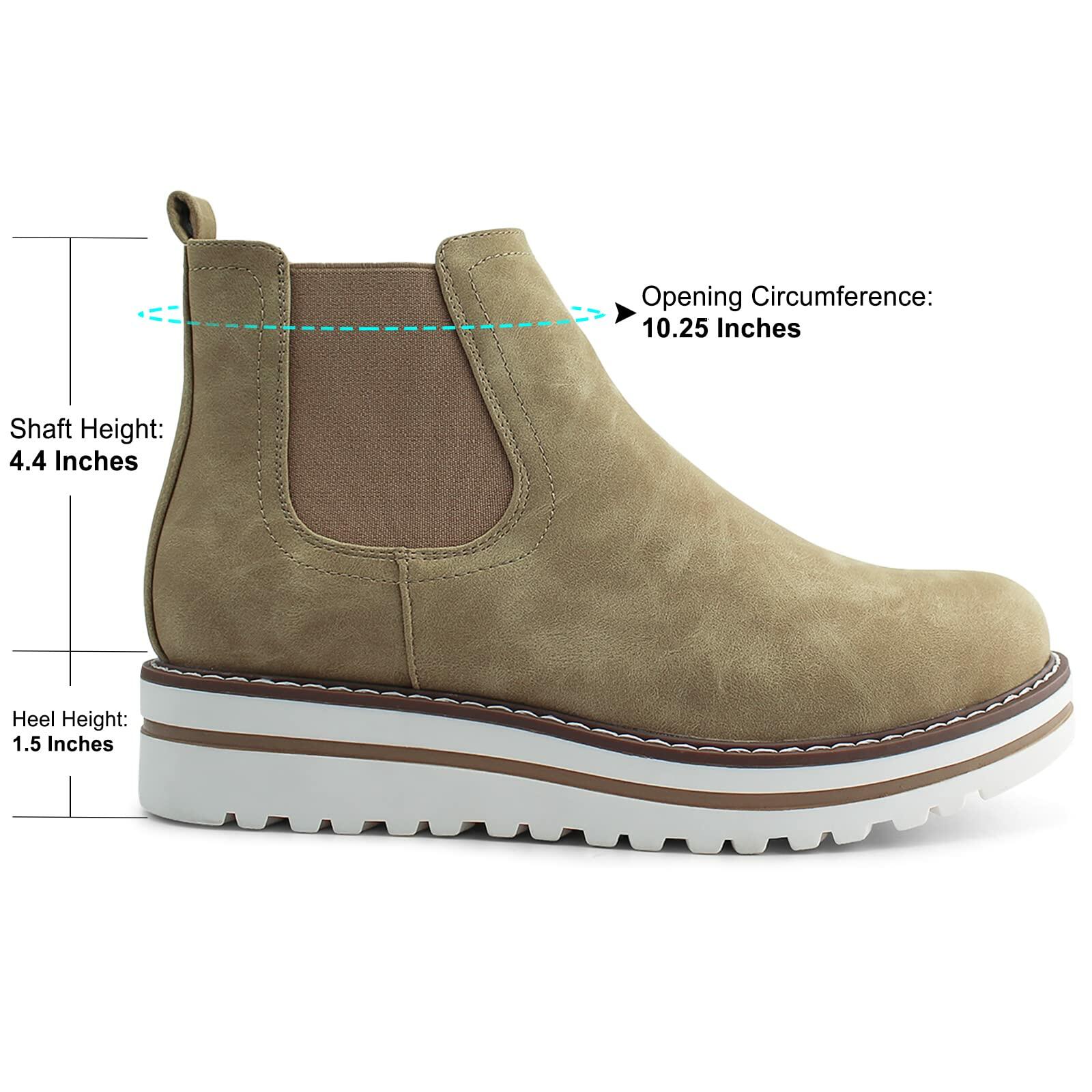 JABASIC Womens Chelsea Elastic Ankle Boots Waterproof Flat Boots (5,Tan)