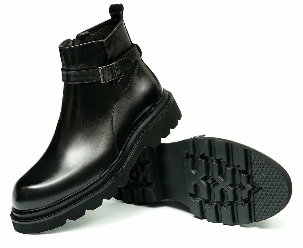 Santimon Mens Black Dress Chelsea Boots Genuine Leather Cap Toe Zipper Ankle