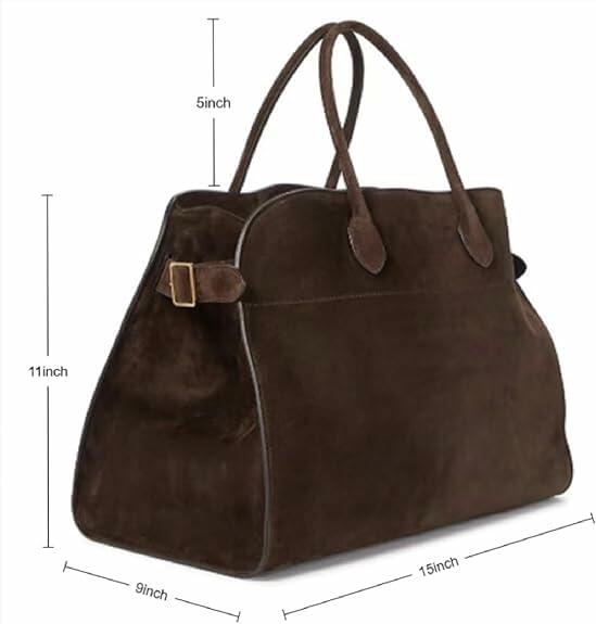 Leather Tote Bag Retro Top Handle Bag Stylish Large Capacity Suede Leather Tote
