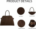 Leather Tote Bag Retro Top Handle Bag Stylish Large Capacity Suede Leather Tote