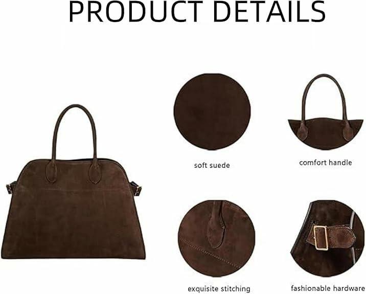 Leather Tote Bag Retro Top Handle Bag Stylish Large Capacity Suede Leather Tote
