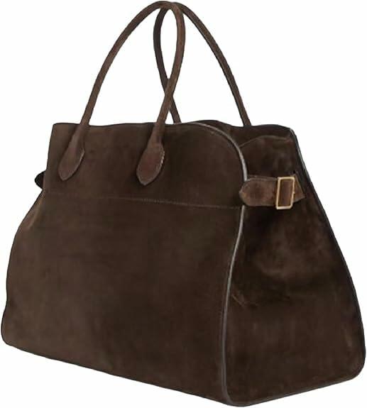 Leather Tote Bag Retro Top Handle Bag Stylish Large Capacity Suede Leather Tote