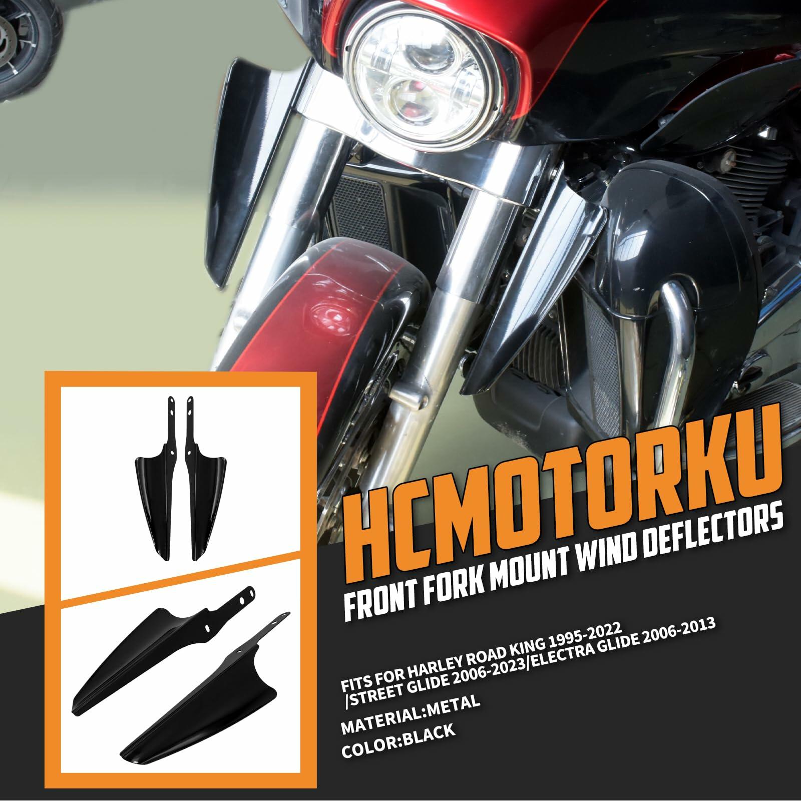 HCmotorku Motorcycle Fork Mount Wind Deflectors Fit for Harley Road King Street
