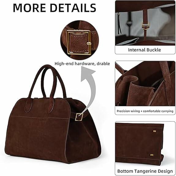 Leather Tote Bag Retro Top Handle Bag Stylish Large Capacity Suede Leather Tote