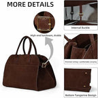 Leather Tote Bag Retro Top Handle Bag Stylish Large Capacity Suede Leather Tote