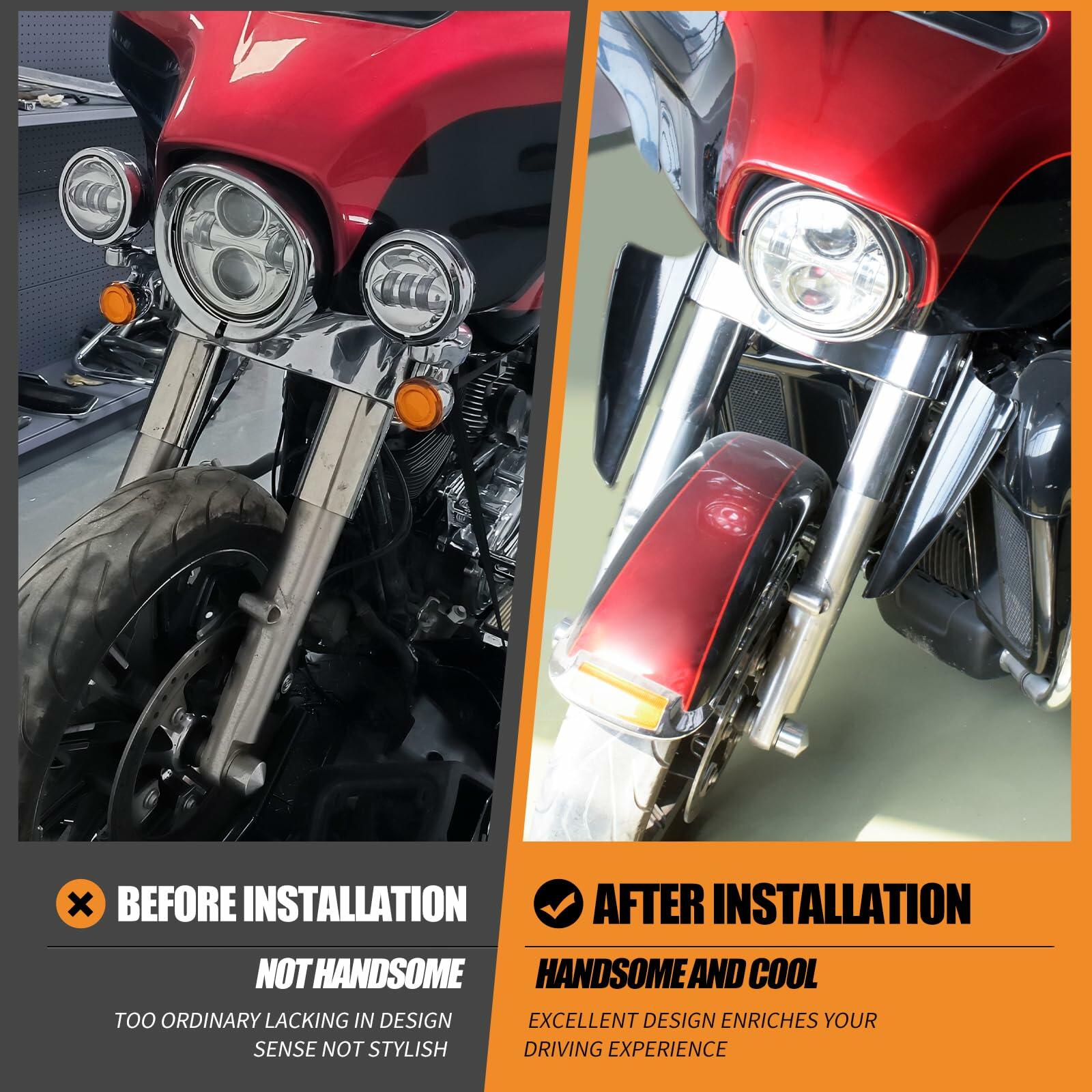 HCmotorku Motorcycle Fork Mount Wind Deflectors Fit for Harley Road King Street