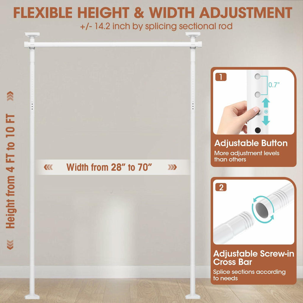 SUNALLY Room Divider Curtain Rod, No Drilling Room Separator for Space Partition