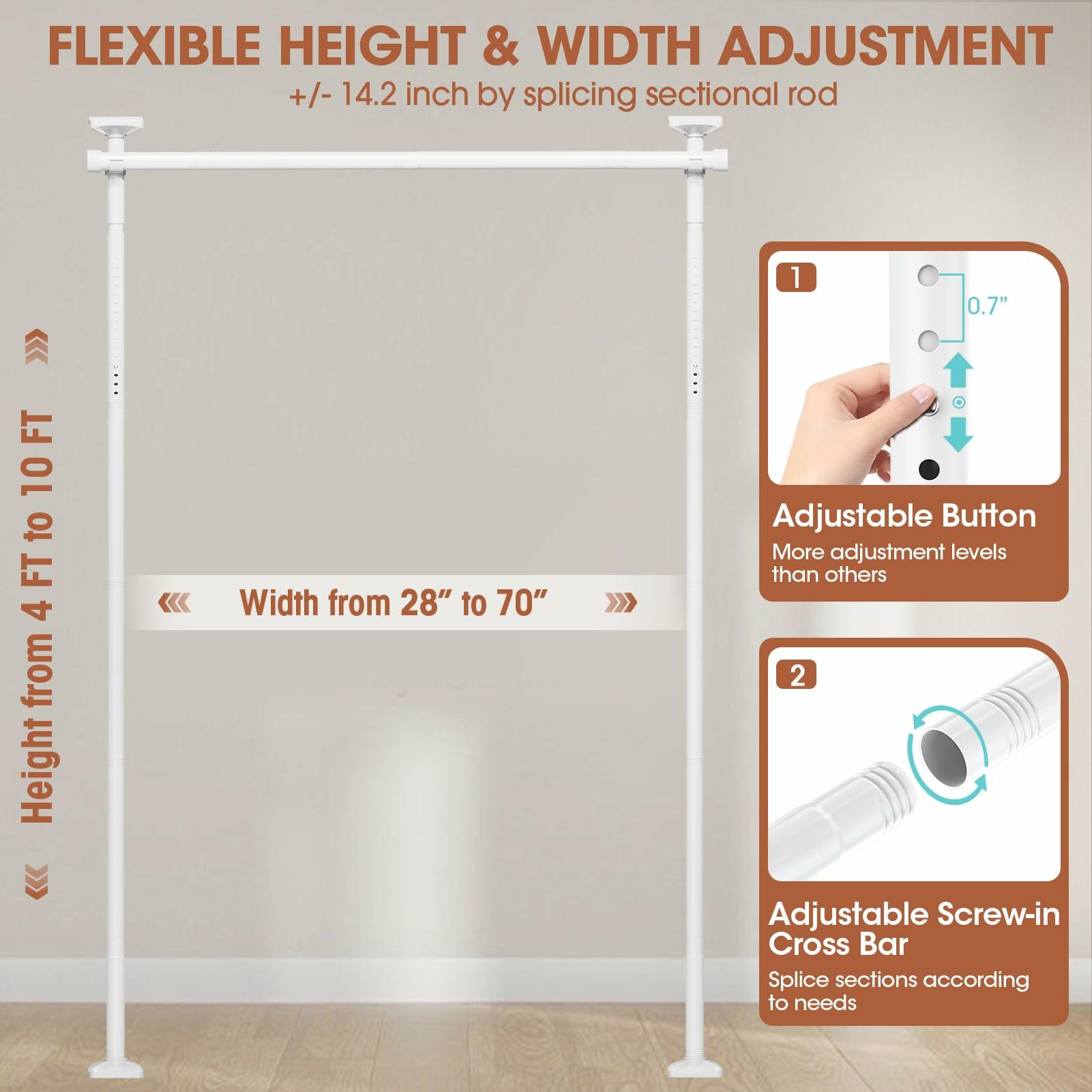 SUNALLY Room Divider Curtain Rod, No Drilling Room Separator for Space Partition