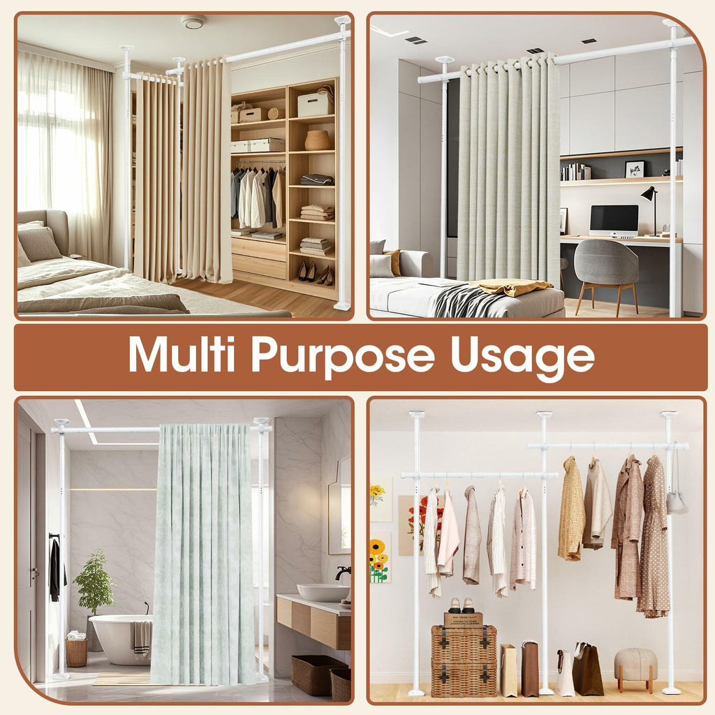SUNALLY Room Divider Curtain Rod, No Drilling Room Separator for Space Partition