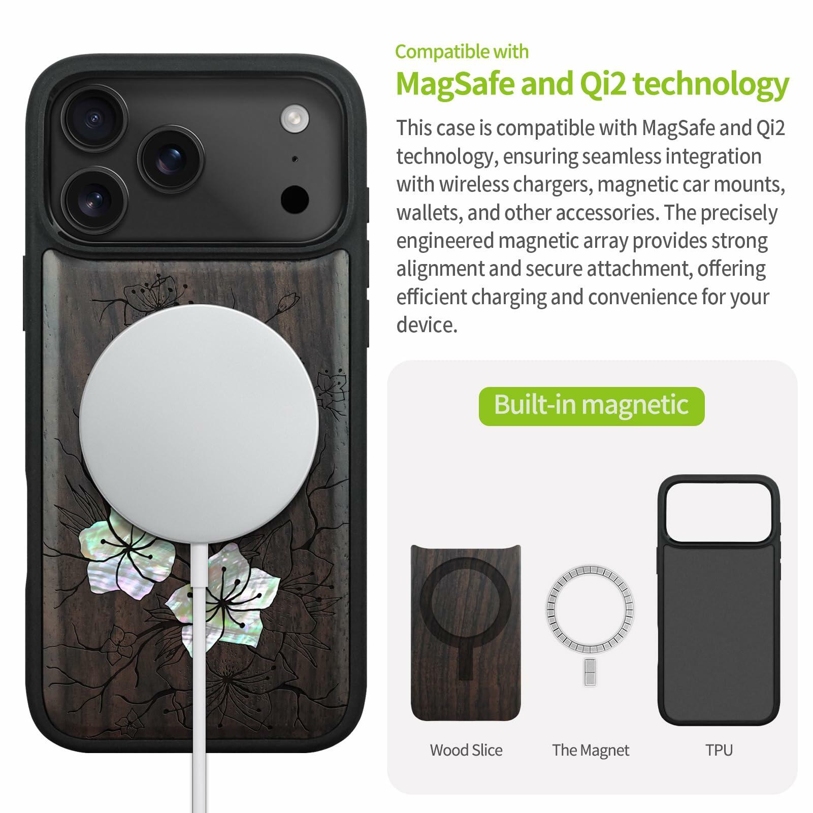 Carveit Magnetic Case for iPhone 17 Pro Max Case, Wood Artisan Engraved &