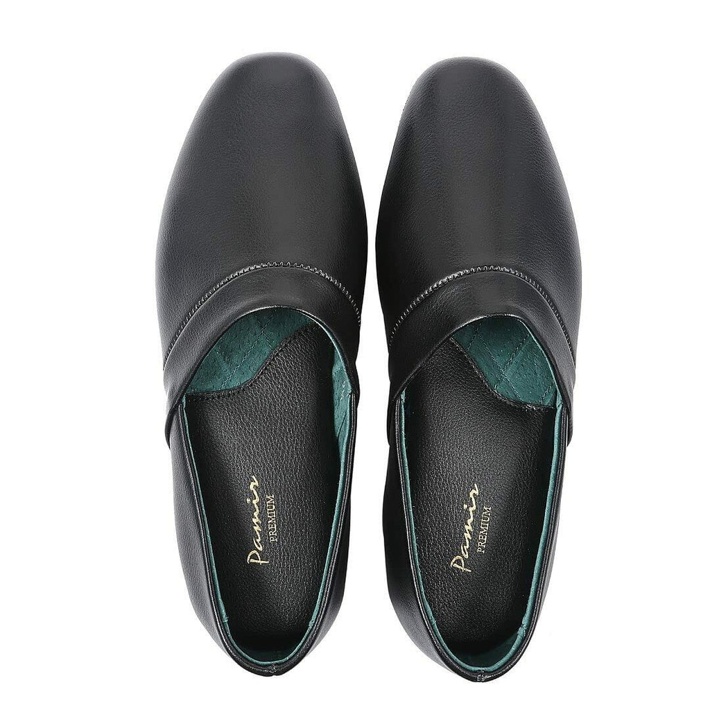 PAMIR Men's Genuine Leather Opera Slippers with Memory Foam Insole and Leather