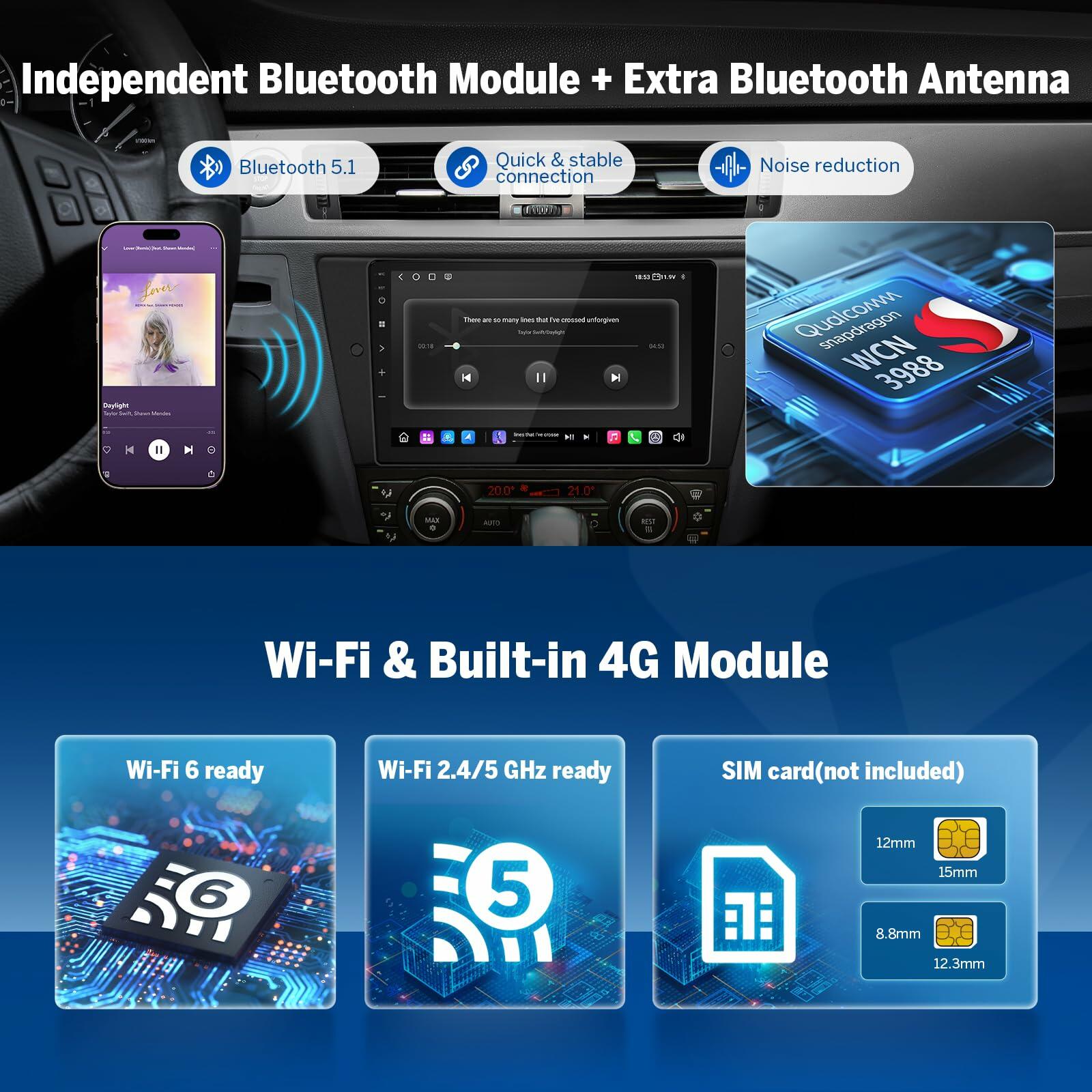 Eonon 6+64GB Car Stereo for BMW 3 Series 2005-2011(E90/E91/E92/E93), Android 13