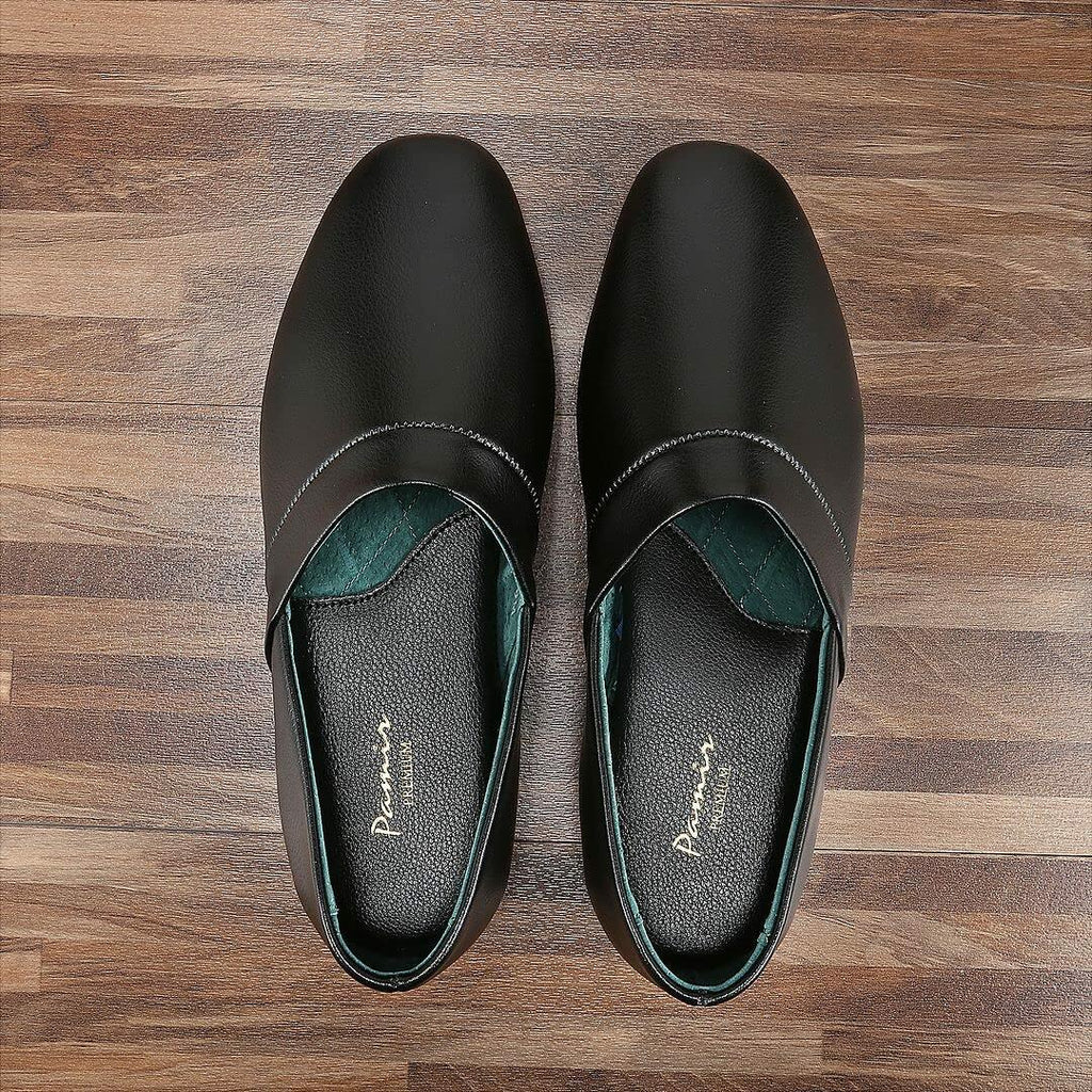 PAMIR Men's Genuine Leather Opera Slippers with Memory Foam Insole and Leather