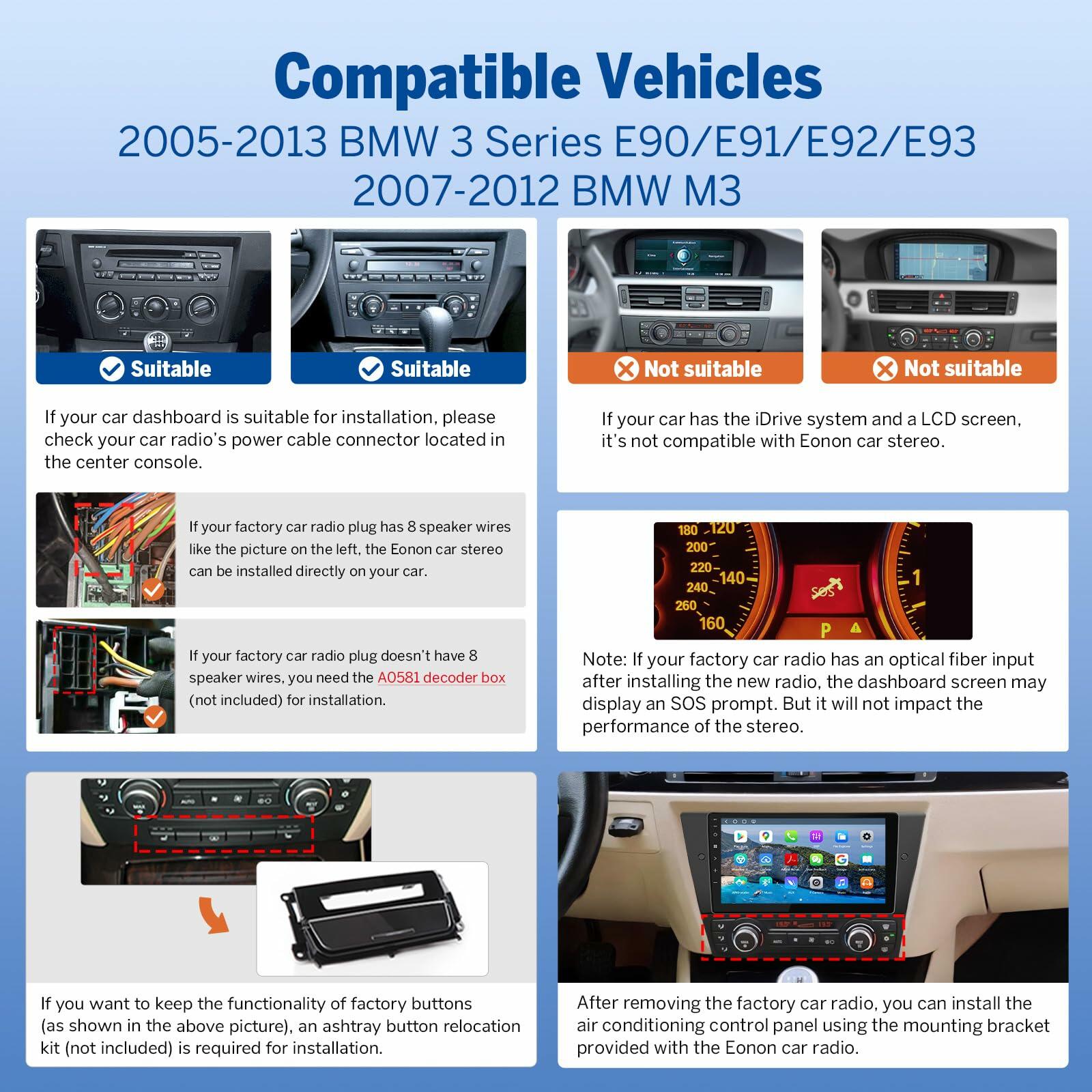 Eonon 6+64GB Car Stereo for BMW 3 Series 2005-2011(E90/E91/E92/E93), Android 13
