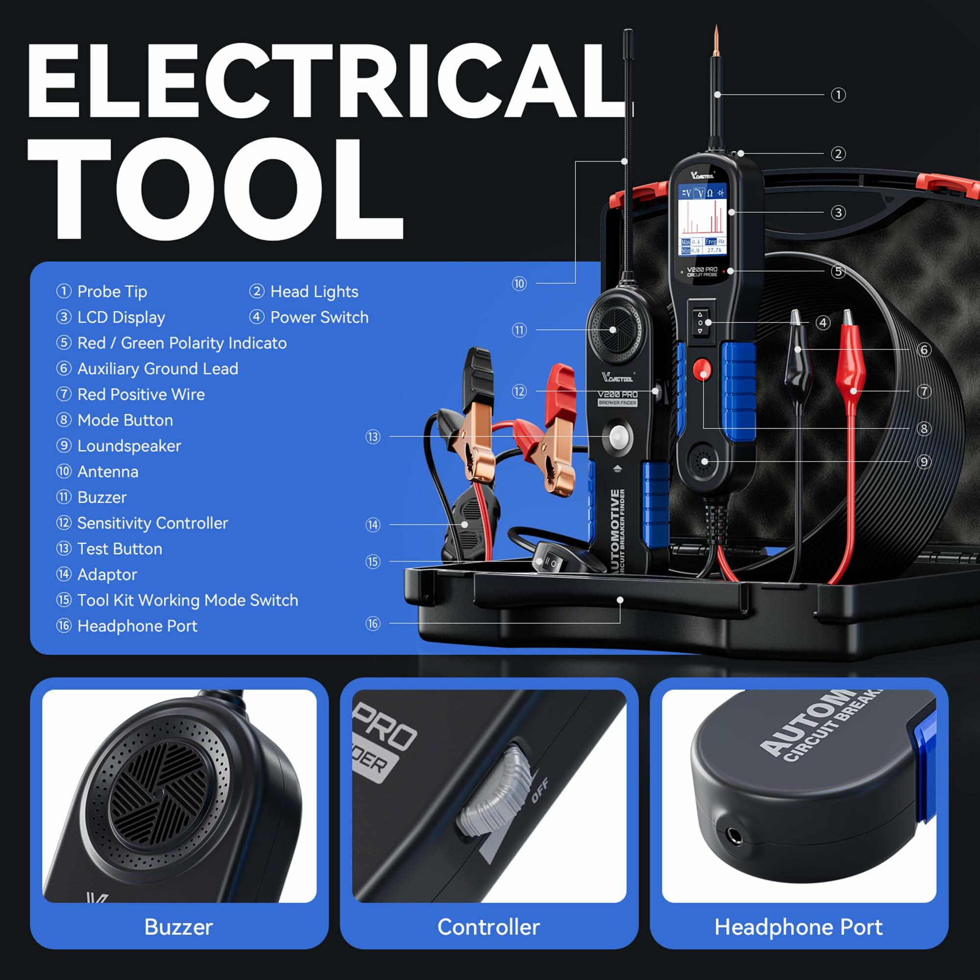 VDIAGTOOL V200 Pro Automotive Circuit Tester, Power Circuit Probe Tester Breaker