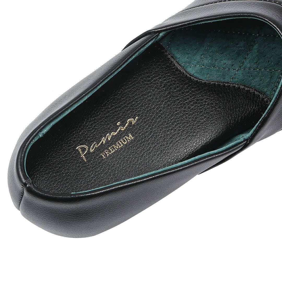 PAMIR Men's Genuine Leather Opera Slippers with Memory Foam Insole and Leather