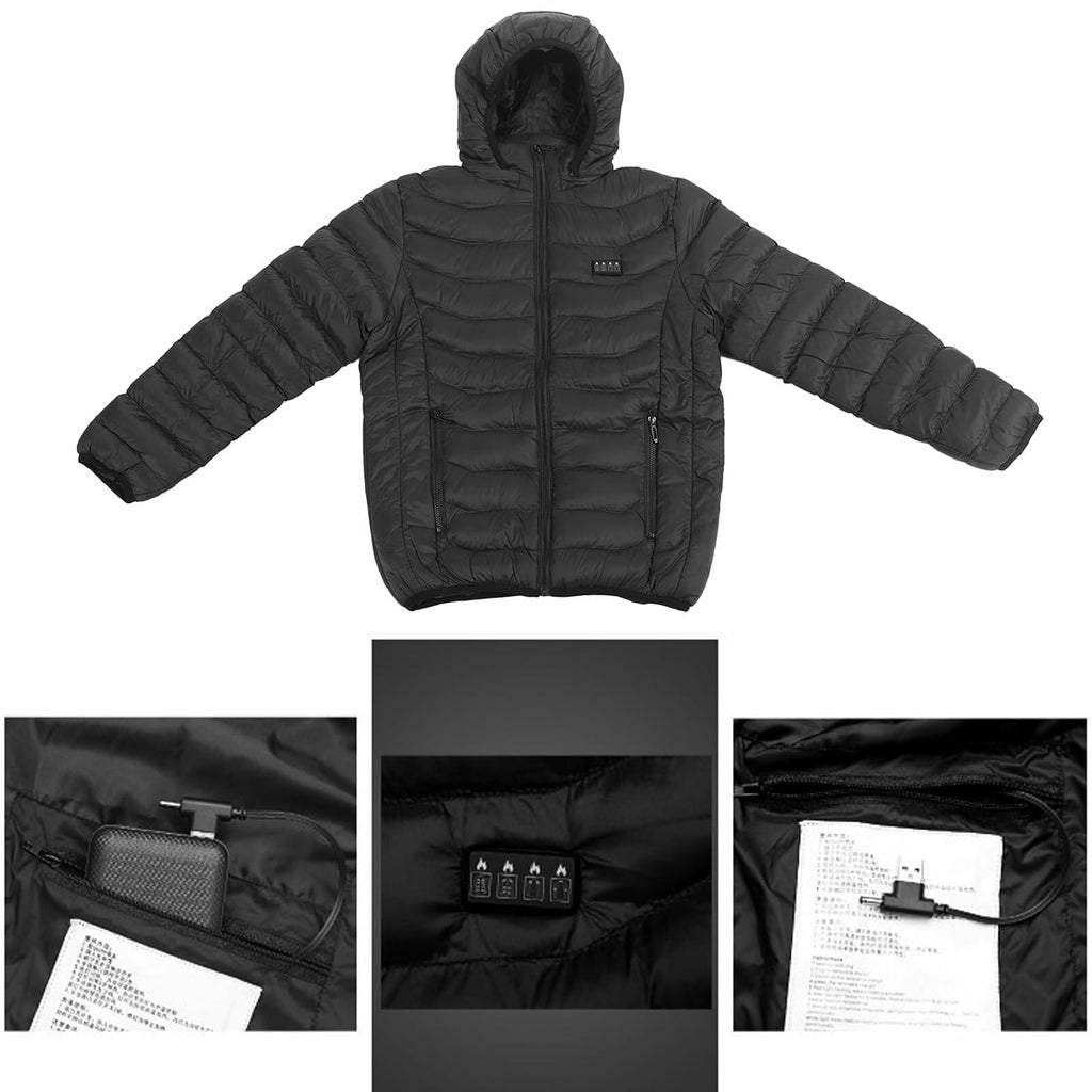 Heated Jackets, 3 Grade Large Lightweight Electric Heating Coat with Hood,
