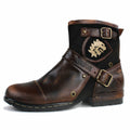 OSSTONE Moto Boots for Men Fashion Zipper-up Leather Chukka Boots Casual Shoes