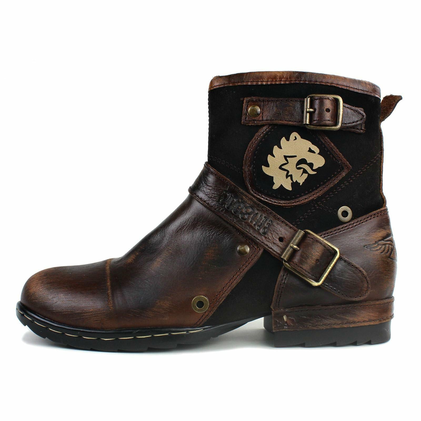 OSSTONE Moto Boots for Men Fashion Zipper-up Leather Chukka Boots Casual Shoes