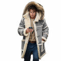 YSERB Men XL Shearling Coats with Hood Faux Suede Leather Jacket Thicken Sherpa