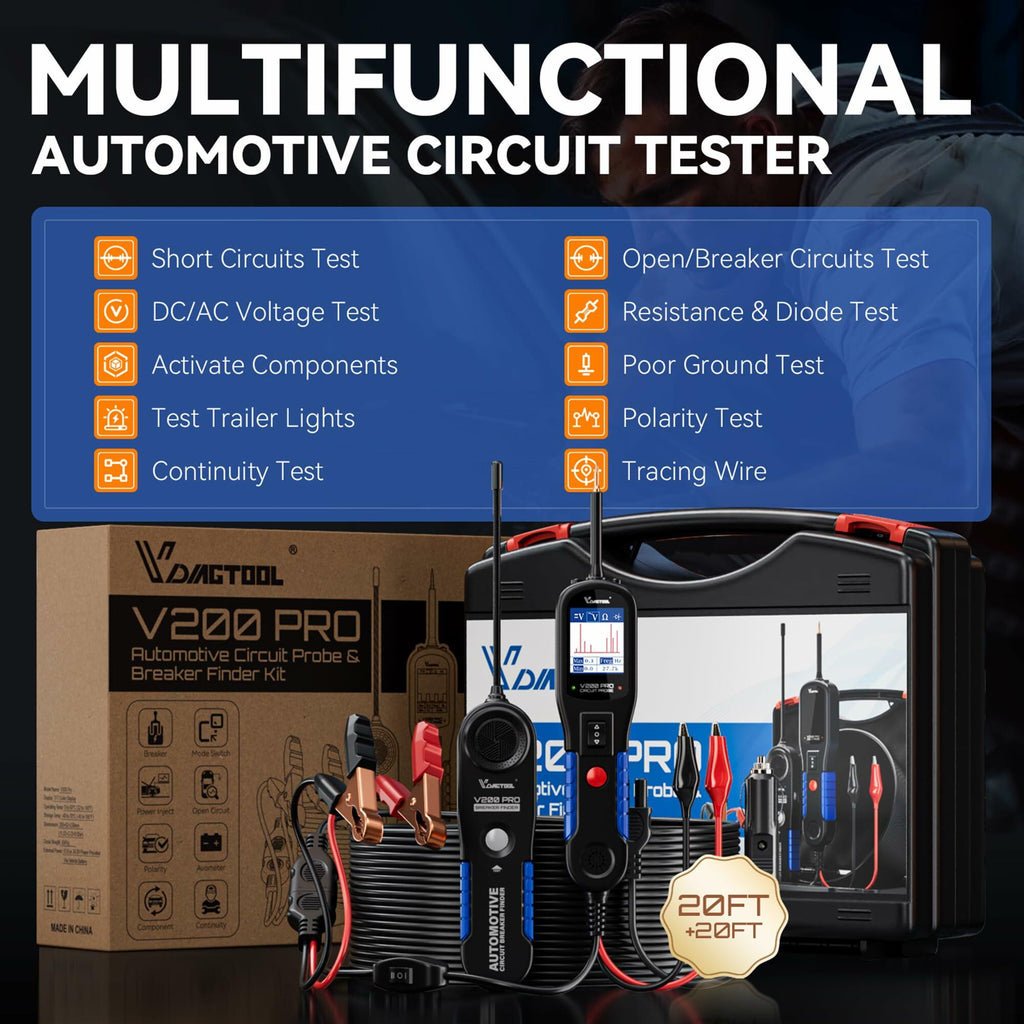 VDIAGTOOL V200 Pro Automotive Circuit Tester, Power Circuit Probe Tester Breaker