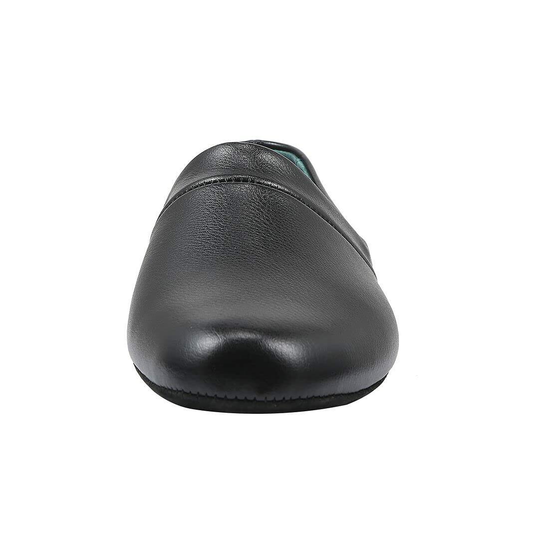 PAMIR Men's Genuine Leather Opera Slippers with Memory Foam Insole and Leather