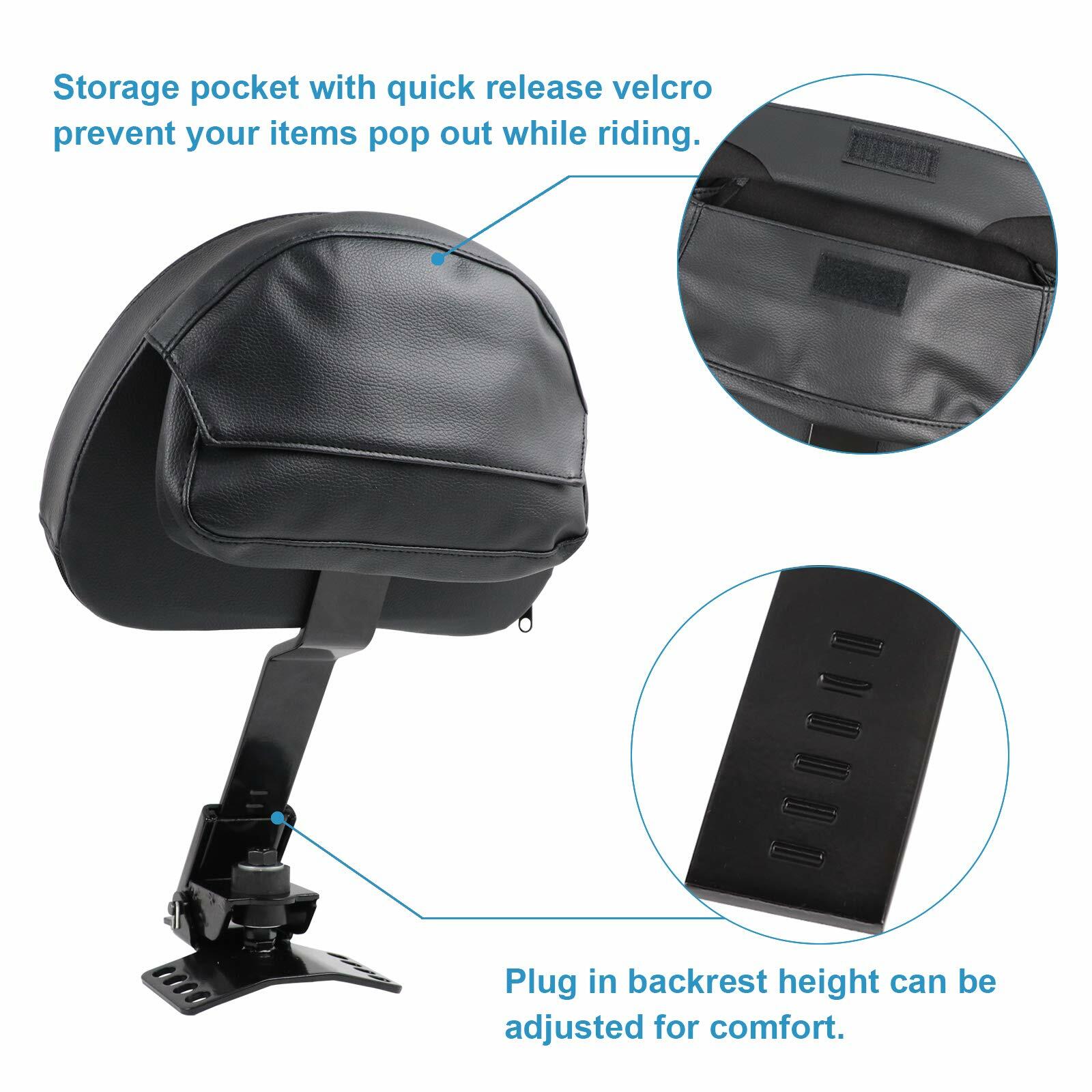 KOLEMO Motorcycle Adjustable Plug-in Driver Backrest Compatible with for