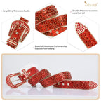 JASGOOD Women Men Rhinestones Belt,Bling Western Cowgirl Cowboy Studded Leather