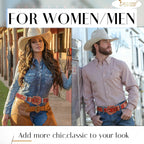 JASGOOD Women Men Rhinestones Belt,Bling Western Cowgirl Cowboy Studded Leather