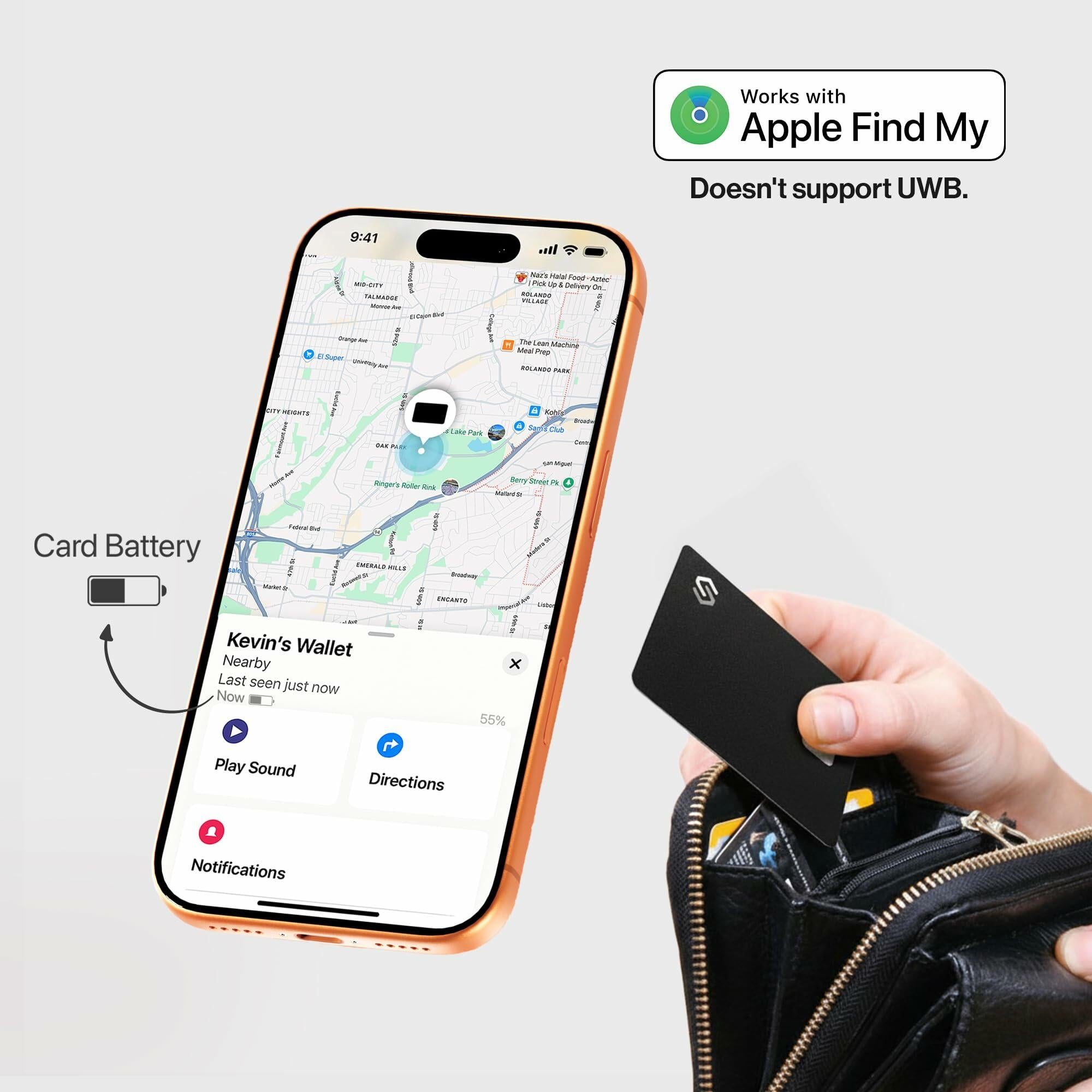 SPOTMINDERS Apple MFi Certified Wallet Tracker PRO for Travel Credit Card Design