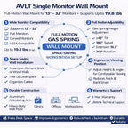 AVLT Dual 13"-32" Monitor Wall Mount fits Two Flat/Curved Computer Screen to