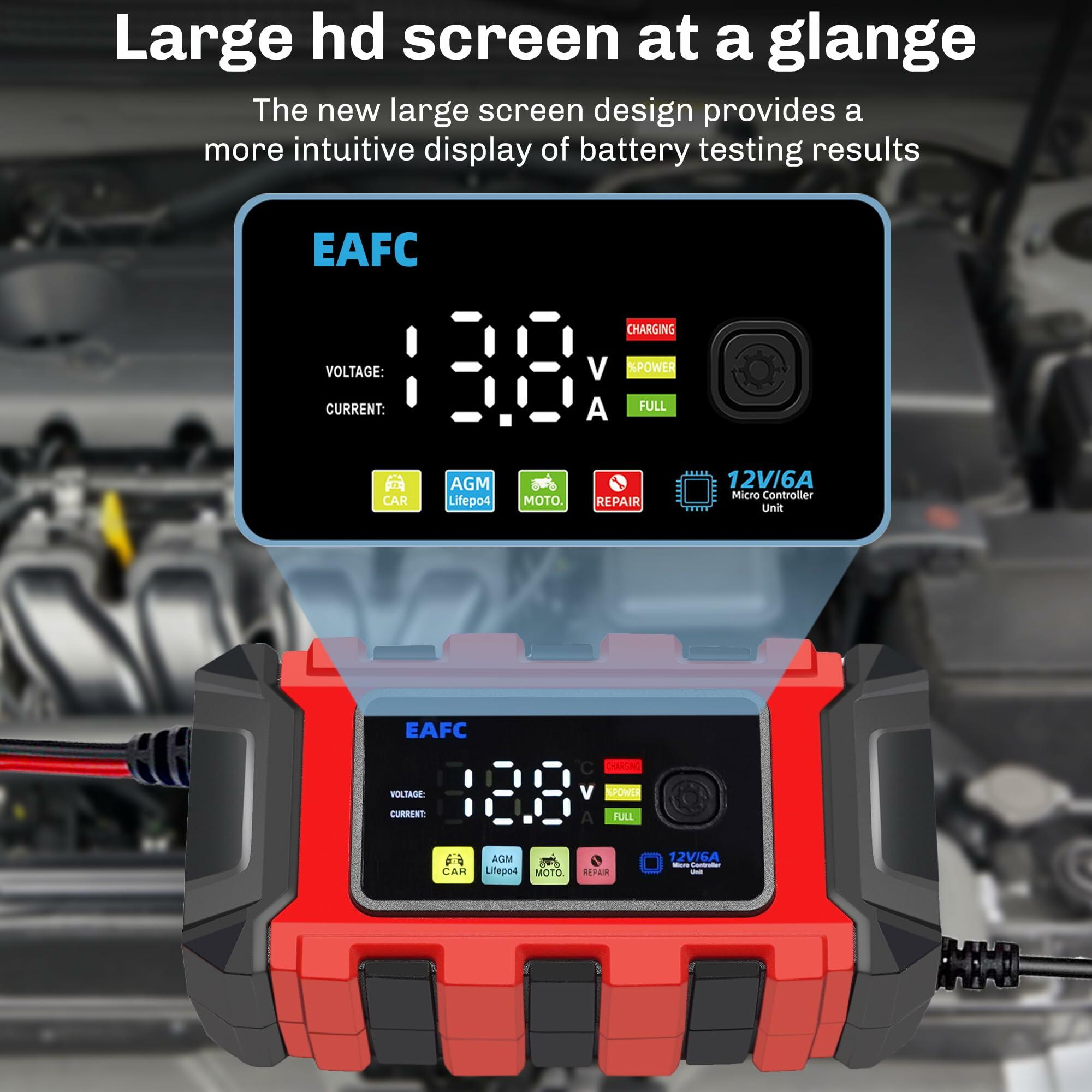 Lithium Battery Charger 12v lifepo4, 6A Lithium Lead Acid Car Trickle Charger,