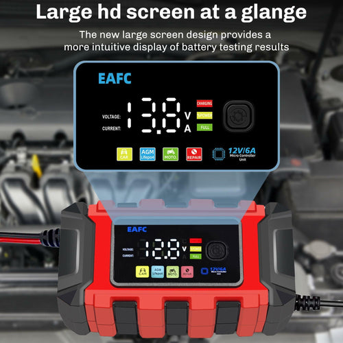 Lithium Battery Charger 12v lifepo4, 6A Lithium Lead Acid Car Trickle Charger,