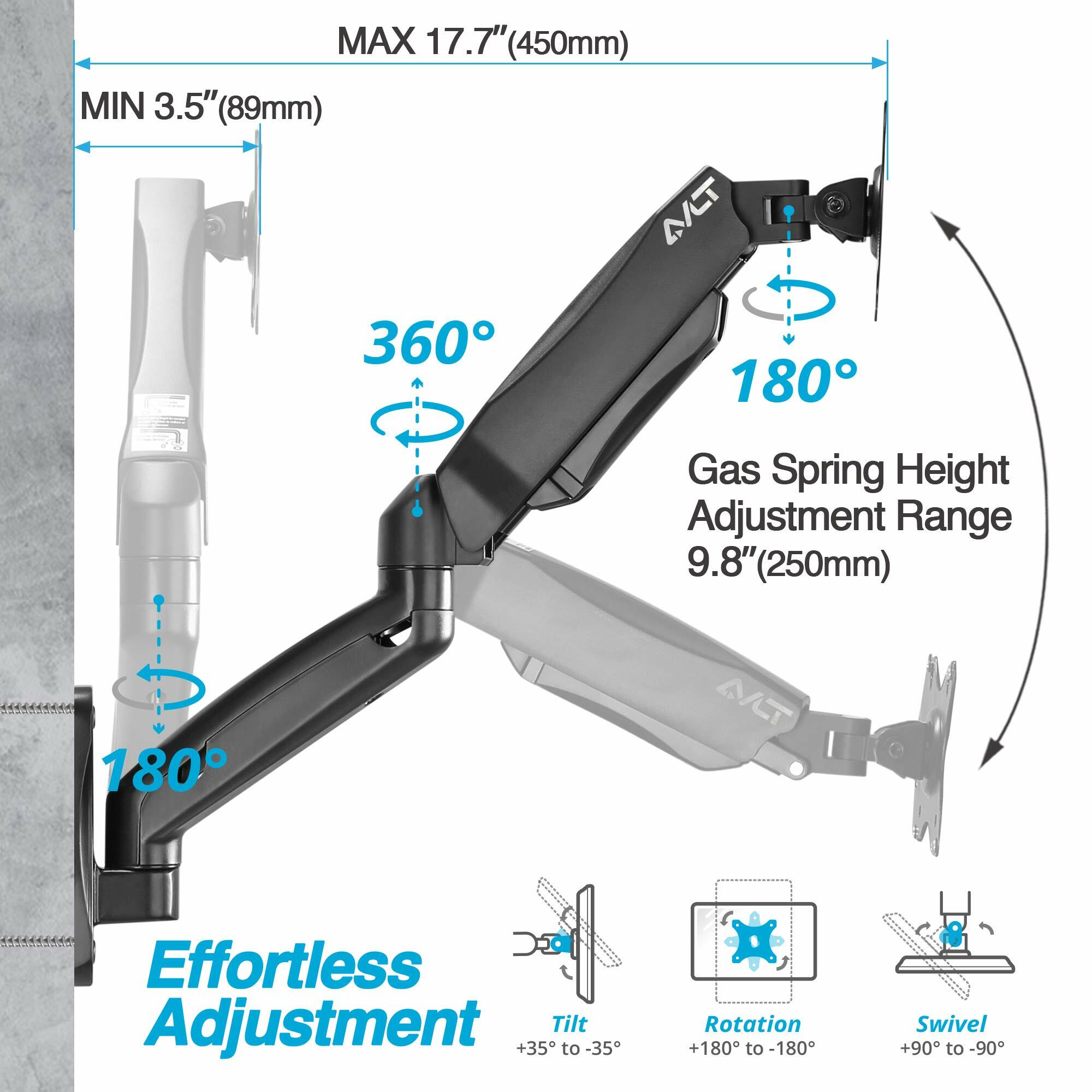 AVLT Dual 17"-32" Monitor Wall Mount fits Two 19.8 lbs Flat/Curved Computer