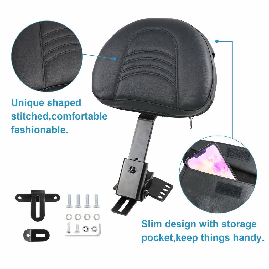 KOLEMO Motorcycle Adjustable Plug-in Driver Backrest Compatible with for