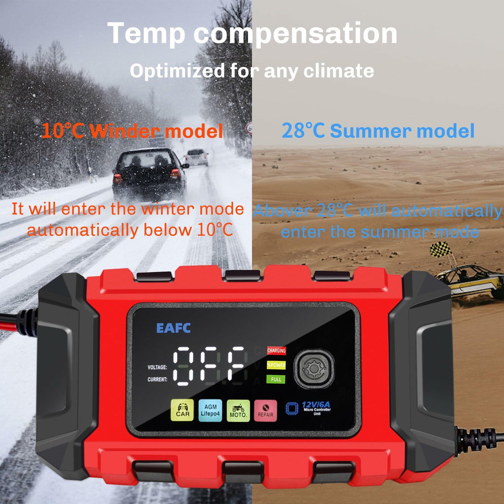 Lithium Battery Charger 12v lifepo4, 6A Lithium Lead Acid Car Trickle Charger,