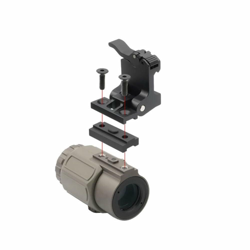 Optic G33 G43 G45 3X/5X Magnifier Flip-to-Side Mount，QD Quick Release/Detach Optics Mount Base With Heighten Spacer Base Combo，Compatible With Standard 20mm Pic Rail Mounting，Lightweight Aluminium