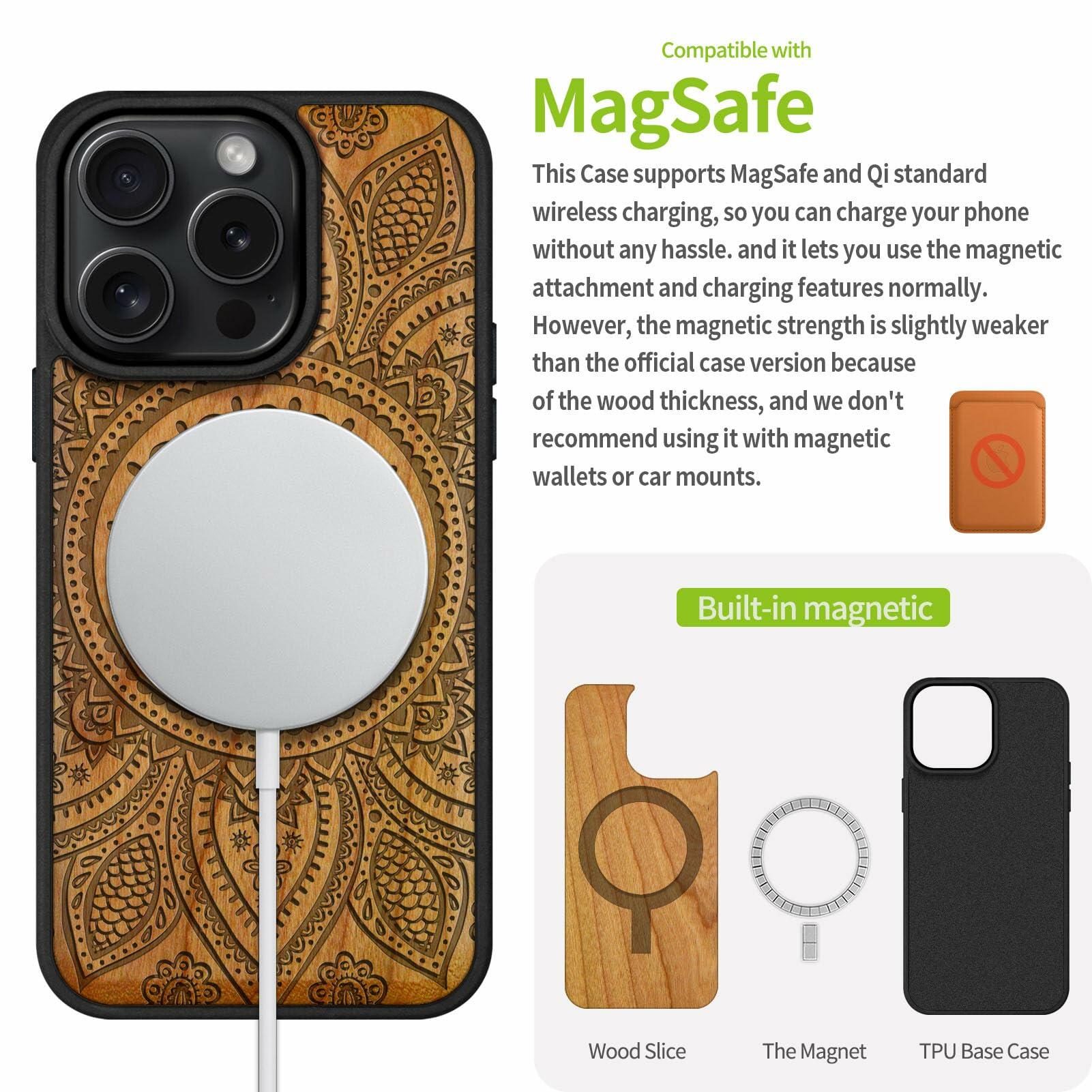 Carveit Magnetic Wooden Case for iPhone 16 Pro Case, Wood Artisan Engraved &