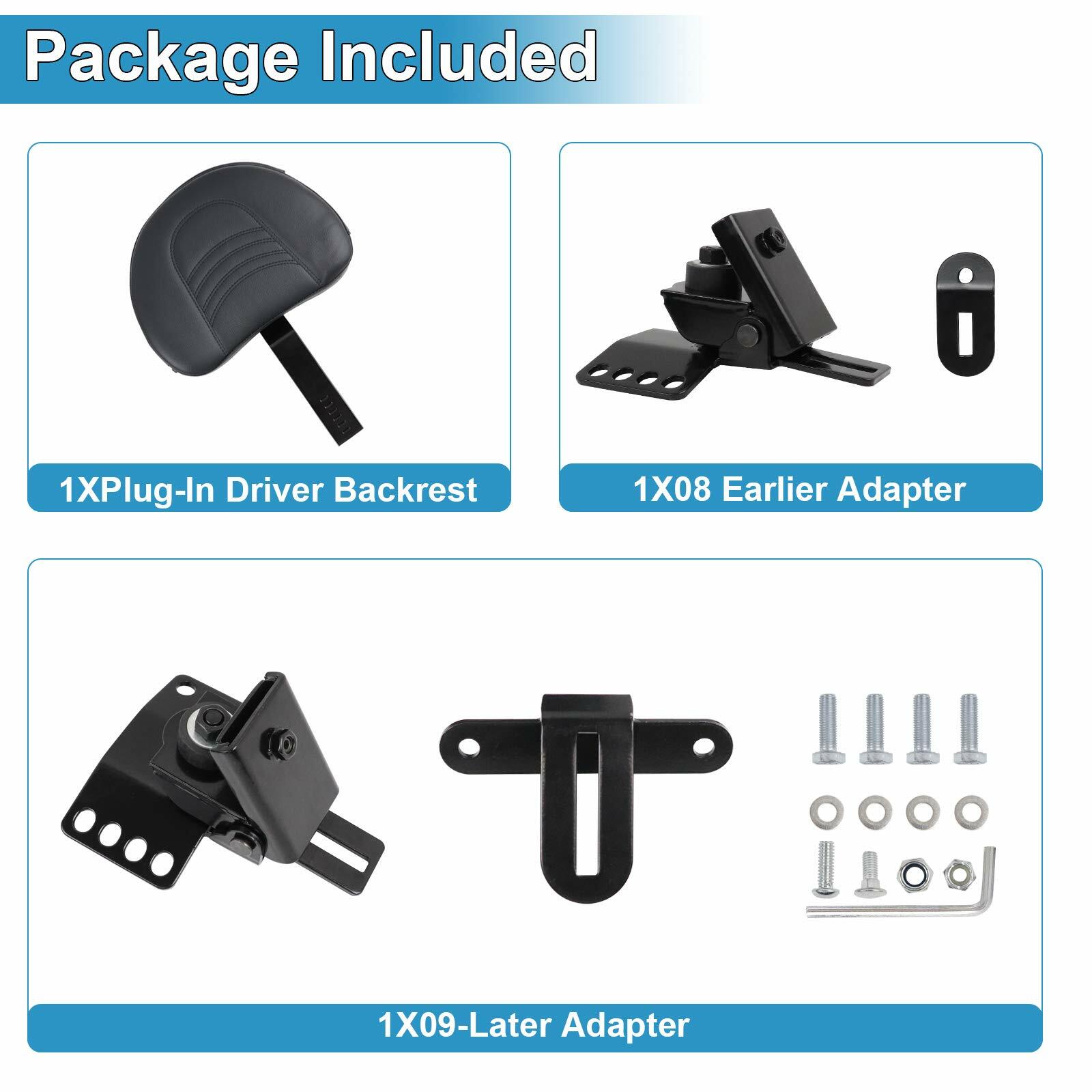 KOLEMO Motorcycle Adjustable Plug-in Driver Backrest Compatible with for